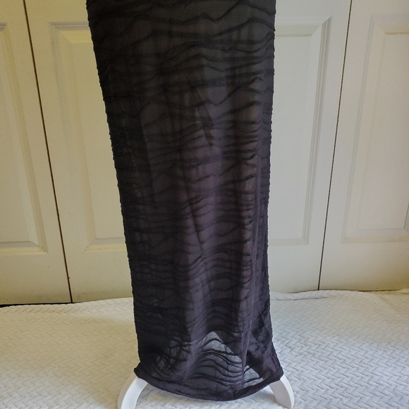 Deadstock Vintage Bebe Moda Long Dimensional Sheer Bodycon Dress Size M - Picture 5 of 13